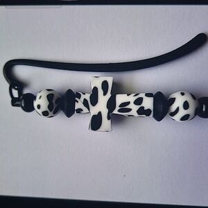 Beaded Cowhide Cross Bookmark
